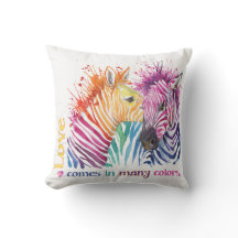 Zebra Rainbow Outdoor Pillow