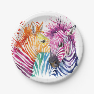 Zebra Rainbow Party Goods Paper Plate