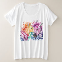 Zebra Rainbow Plus Size T Shirt
