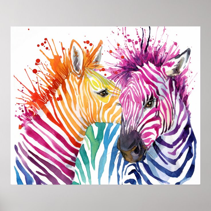 Zebra Rainbow Poster Zazzle