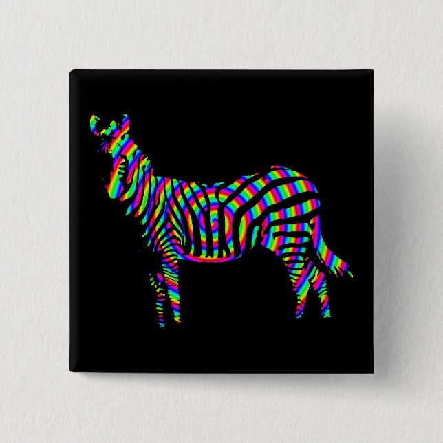 Zebra Rainbow Silhouette Button Badge Pin (Front)