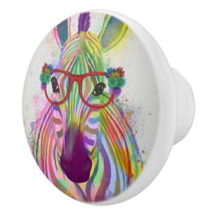 Zebra Rainbow Splash Ceramic Knob