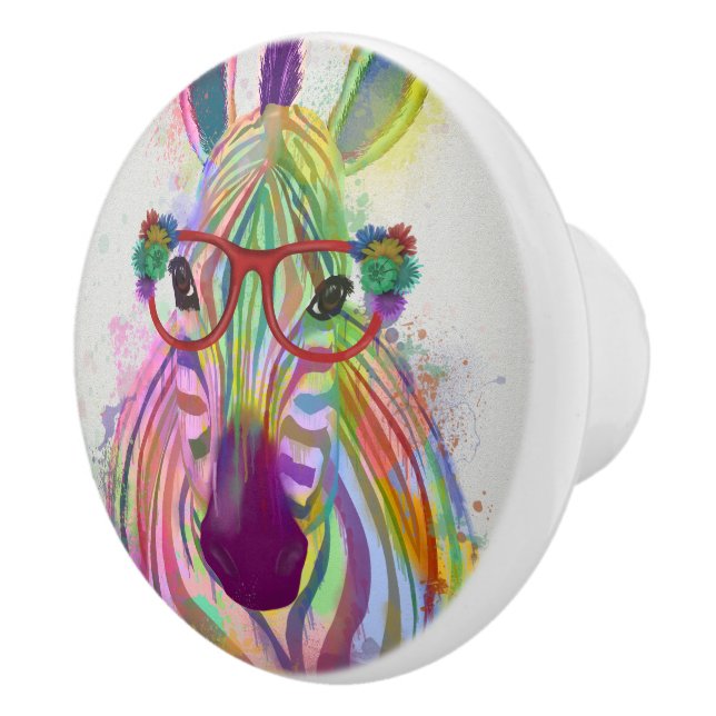 Zebra Rainbow Splash Ceramic Knob (Right)