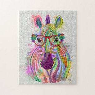 Zebra Rainbow Splash Jigsaw Puzzle