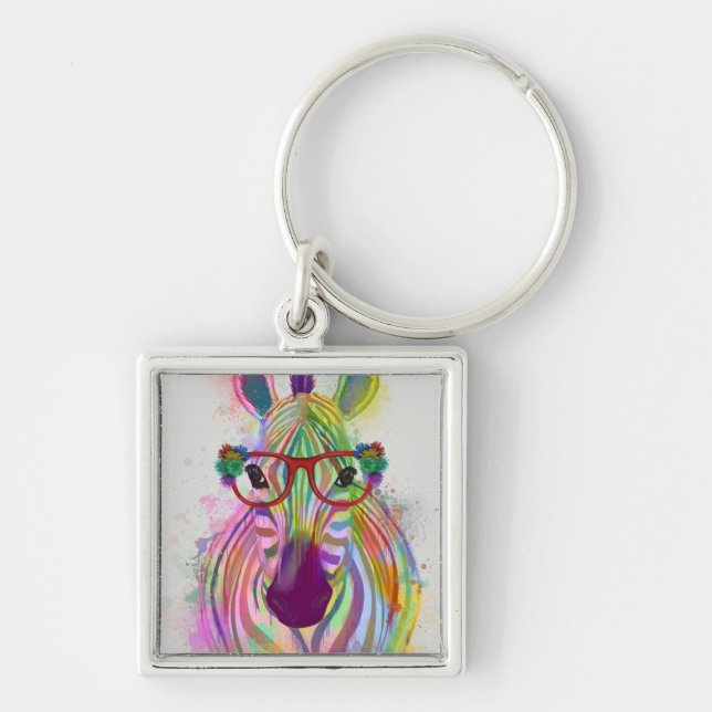 Zebra Rainbow Splash Key Ring (Front)