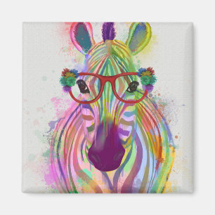 Zebra Rainbow Splash Magnet