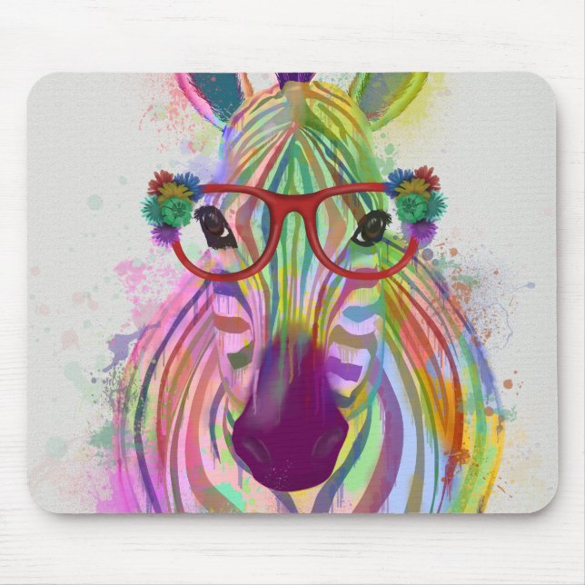 Zebra Rainbow Splash Mouse Mat (Front)