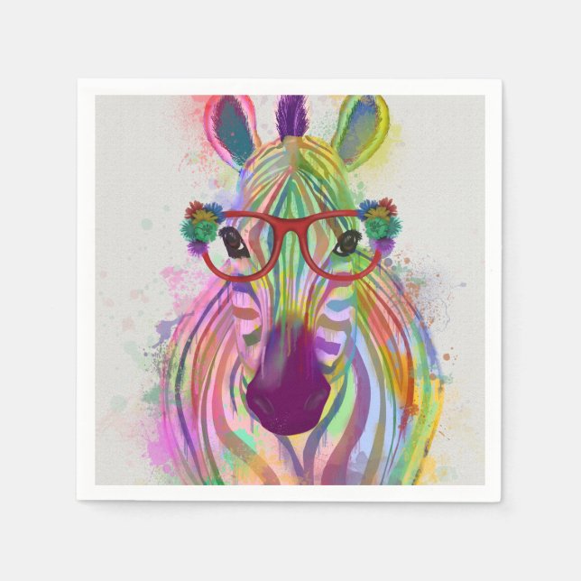 Zebra Rainbow Splash Napkin (Front)