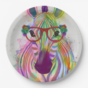 Zebra Rainbow Splash Paper Plate
