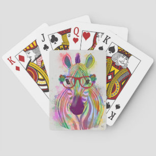 Zebra Rainbow Splash Playing Cards