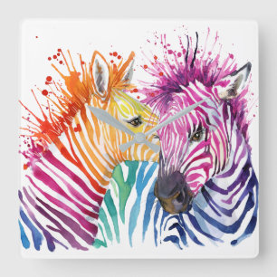 Zebra Rainbow Wall Clock