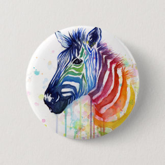 Zebra Rainbow Watercolor Button