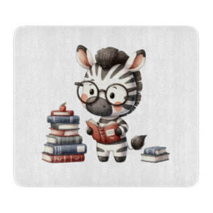 Zebra Reading Books. Cutting Board