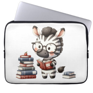 Zebra Reading Books. Laptop Sleeve