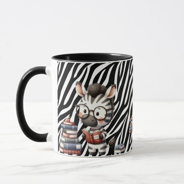 Zebra Reading Books. Mug (Left)