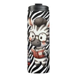 Zebra Reading Books. Thermal Tumbler