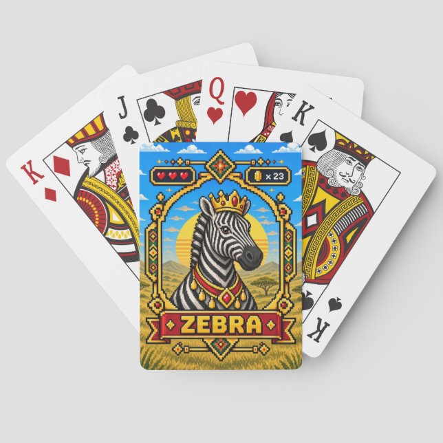 Zebra Retro 8-Bit Pixel Art Playing Cards (Back)
