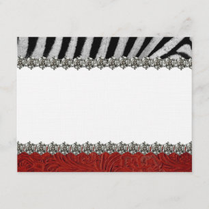 Zebra Rhinestone Red Leather Thank You Notes