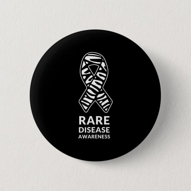 Zebra Ribbon Awareness Rare Disease Minimalist T-S 6 Cm Round Badge (Front)