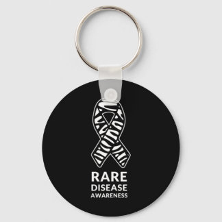 Zebra Ribbon Awareness Rare Disease Minimalist T-S Key Ring