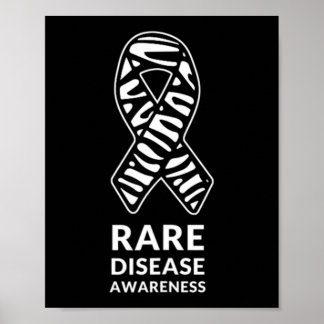 Zebra Ribbon Awareness Rare Disease Minimalist T-S Poster