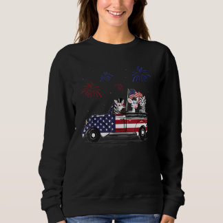 Zebra Riding Truck American Flag Fireworks 4th Of Sweatshirt