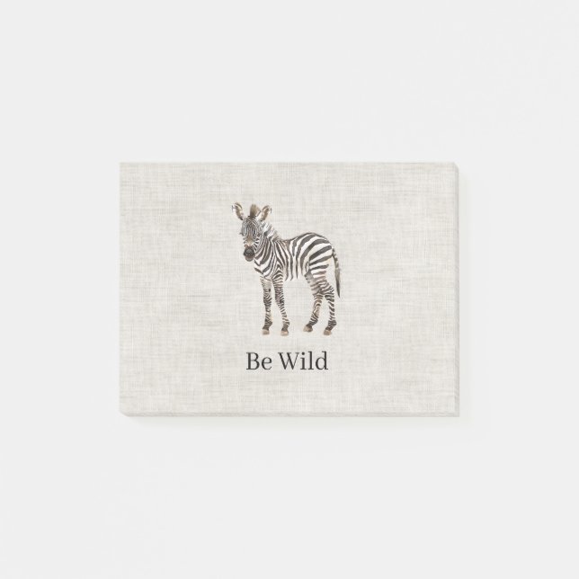 Zebra Safari Animal Faux Linen Post-it Notes (Front)