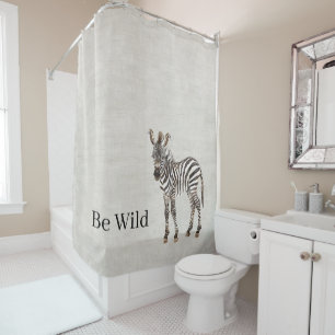 Zebra Safari Animal Faux Linen Shower Curtain