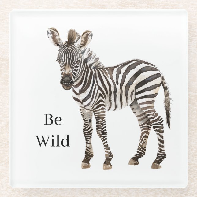 Zebra Safari Animal Glass Coaster (Front)