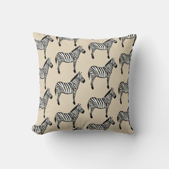 Zebra Safari Animal Painting Print Throw Pillow (Front)
