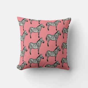 Zebra Safari Animal Print Peach Throw Pillow