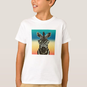 Zebra Safari Cool Zebra with Shades Blue Orange T-Shirt