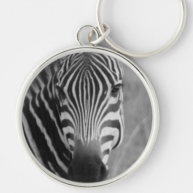 Zebra Safari Cute African Classy Stripes Key Ring (Front)
