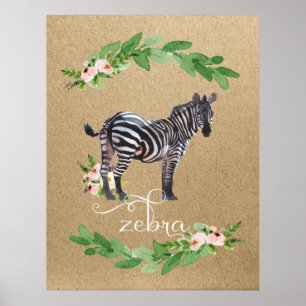 Zebra Safari Jungle Nursery Art Poster