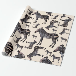 Zebra Safari Vintage Illustration Wrapping Paper