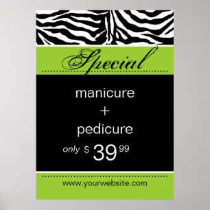 Zebra Salon Spa Poster Trendy Lime Green