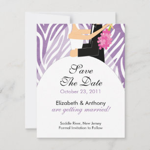 Zebra Save The Date Announcement Purple