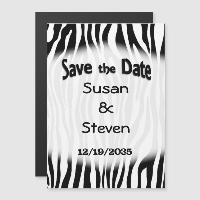 Zebra Save the Date Magnetic Invitation (Front/Back)