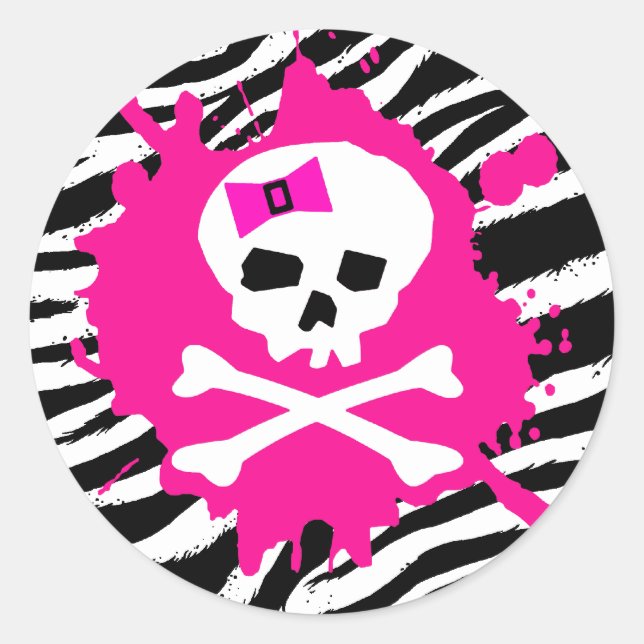 Zebra Scene Kid Skull Stickers (Front)
