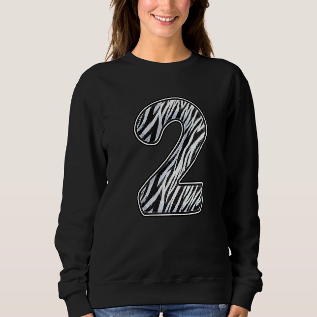 Zebra Second 2nd Birthday Party Two 2 Years Old Ju Sweatshirt (Front)