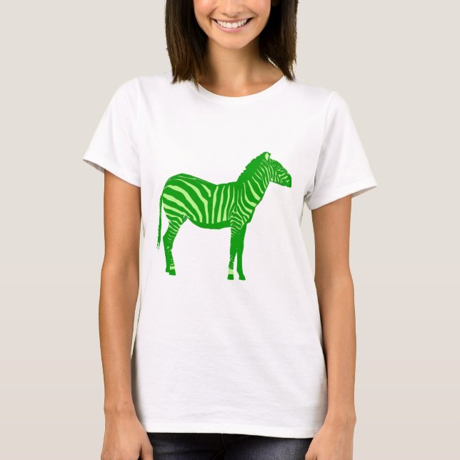 Zebra - Shades of Lime Green T-Shirt (Front)