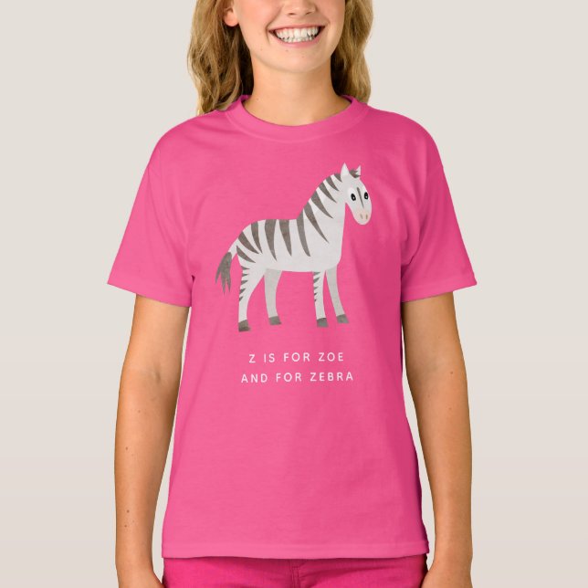 Zebra Shirt for Little Girl with Custom Text (Front)