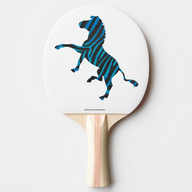 Zebra Silhouette Black and Blue Design Ping Pong Paddle (Front)