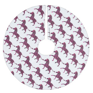 Zebra Silhouette Black and Hot Pink Print Brushed Polyester Tree Skirt