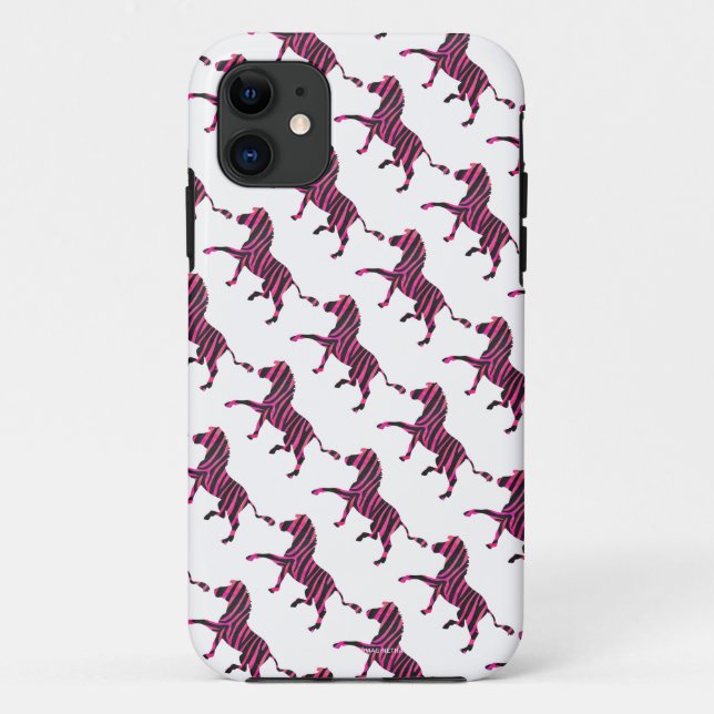 Zebra Silhouette Black and Hot Pink Print Case-Mate iPhone Case (Back)