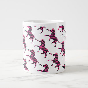 Zebra Silhouette Black and Hot Pink Print Large Coffee Mug