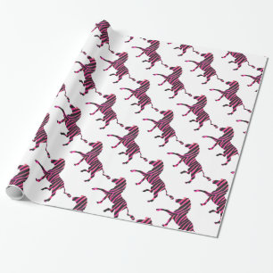 Zebra Silhouette Black and Hot Pink Print Wrapping Paper