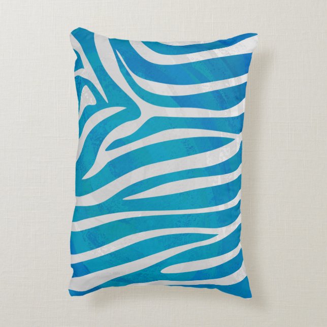Zebra Silhouette Blue and White Decorative Cushion (Back(Vertical))