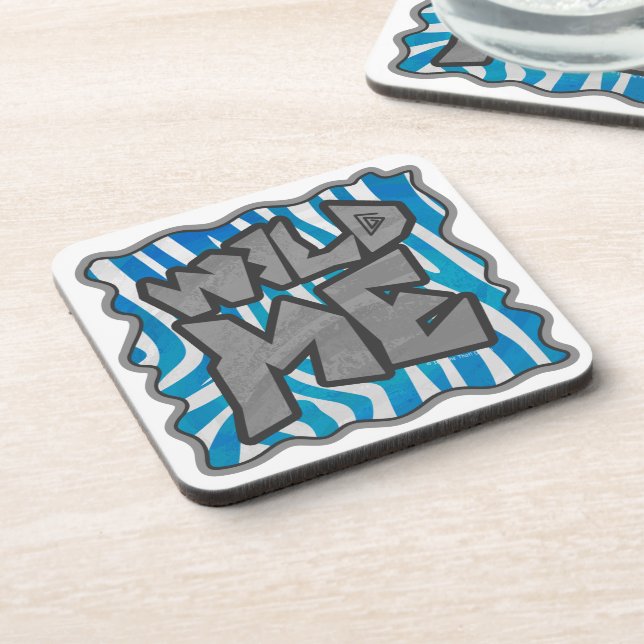 Zebra Silhouette Blue and White Design Coaster (Left Side)