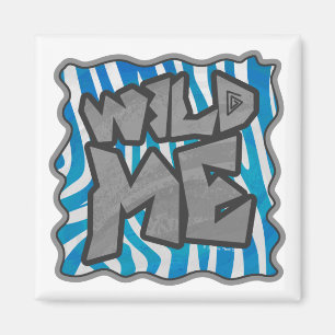 Zebra Silhouette Blue and White Design Magnet